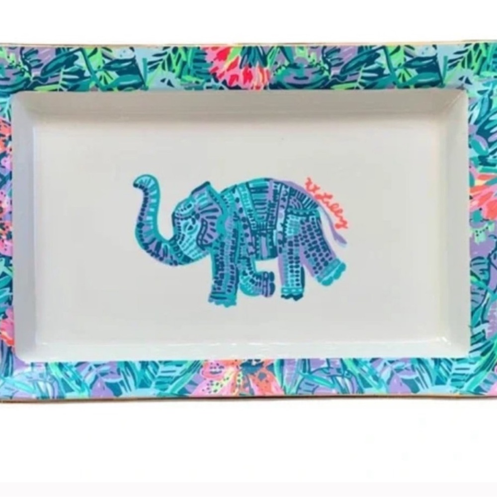 Lilly Pulitzer Slathouse Soiree Elephant Ceramic Trinket Tray NWT in box rare!